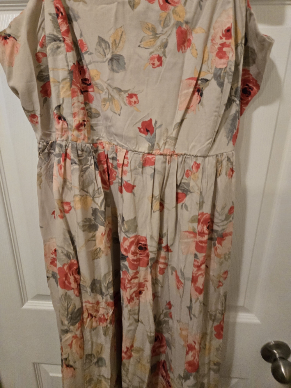 torrid Cream Maxi Dress with Coral Floral Print and Ruffled Straps - Picture 8 of 14